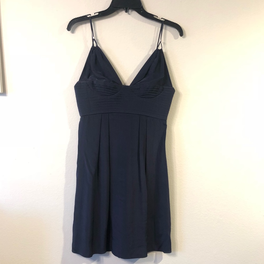 Navy silk midi dress - black halo